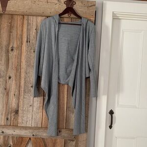 Ancient Language Open Front Cardigan in Gray